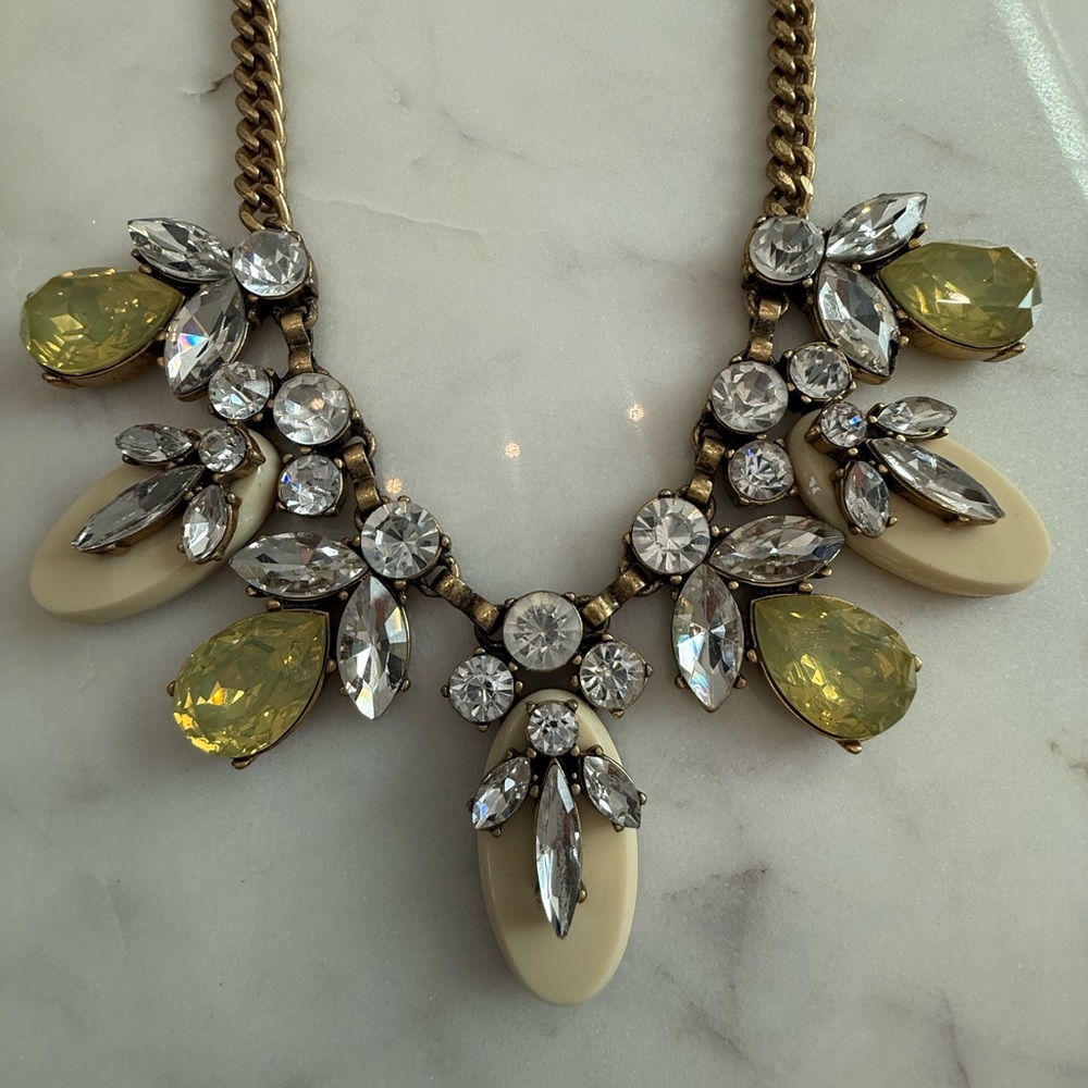 JCrew Gemstone Statement Necklace with Chunky Chain